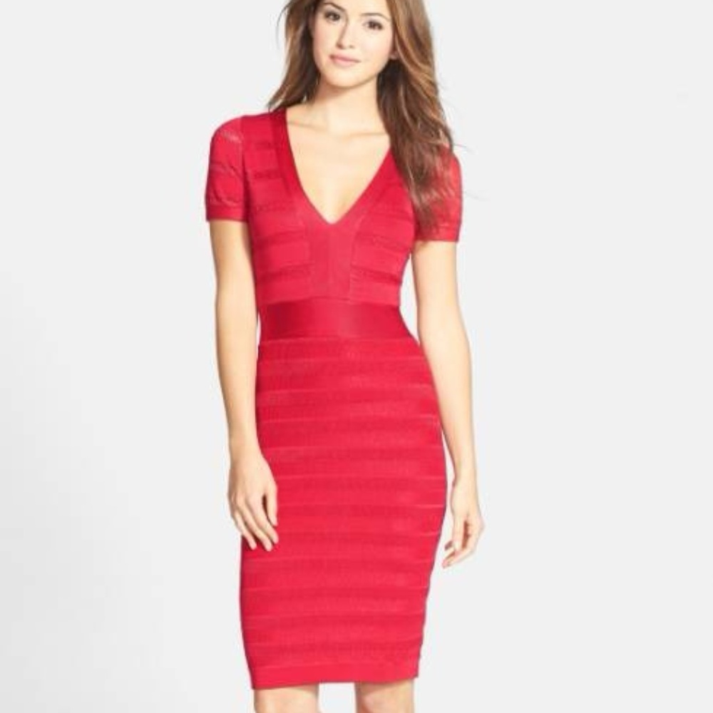 Size 2 French Connection Red Bandage Holiday Dress